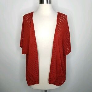 Lafayette 148 Red Knit Open Front Cardigan Size 1x
